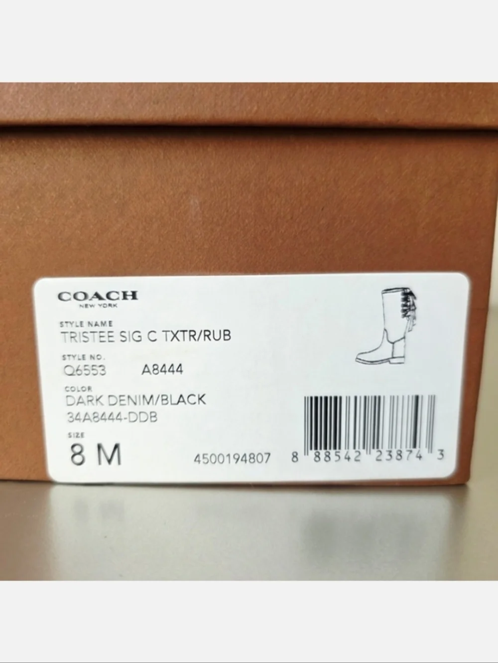 Coach Tristee Black Grey Knee High Winter Rain Boots US 8